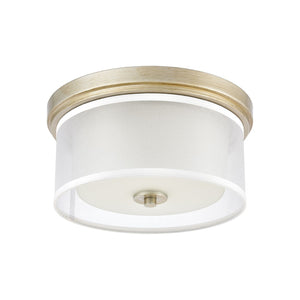 Atlas Diffusion 2-Light Flush Mount - Stylish Aged Silver Fixture with Soft Organza Shade for Any Space CL11440-SV