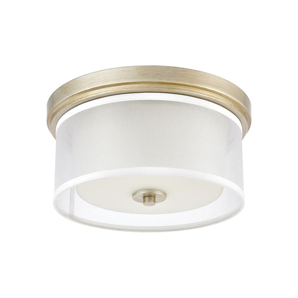 Atlas Diffusion 2-Light Flush Mount - Stylish Aged Silver Fixture with Soft Organza Shade for Any Space CL11440-SV