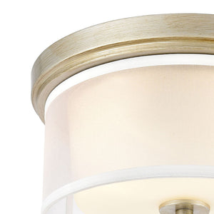 Atlas Diffusion 2-Light Flush Mount - Stylish Aged Silver Fixture with Soft Organza Shade for Any Space CL11440-SV