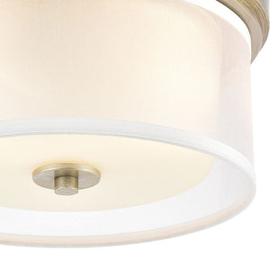 Atlas Diffusion 2-Light Flush Mount - Stylish Aged Silver Fixture with Soft Organza Shade for Any Space CL11440-SV