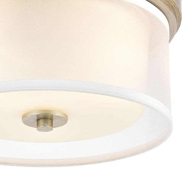 Atlas Diffusion 2-Light Flush Mount - Stylish Aged Silver Fixture with Soft Organza Shade for Any Space CL11440-SV