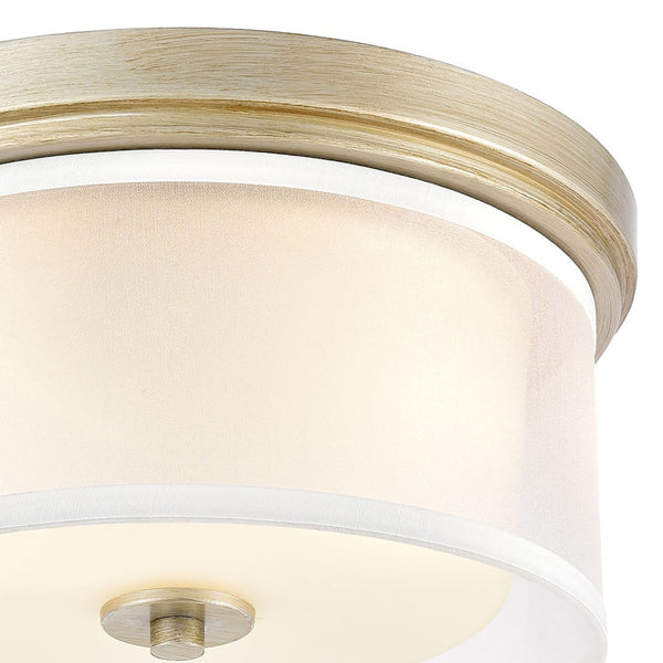 Atlas Diffusion 2-Light Flush Mount - Stylish Aged Silver Fixture with Soft Organza Shade for Any Space CL11440-SV