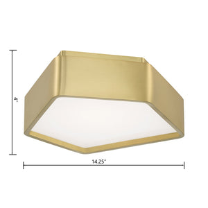 Atlas Fenway 12.25'' Wide Integrated LED Flush Mount Light - Modern Geometric Design for Stylish Spaces Satin Brass CL11447-BS
