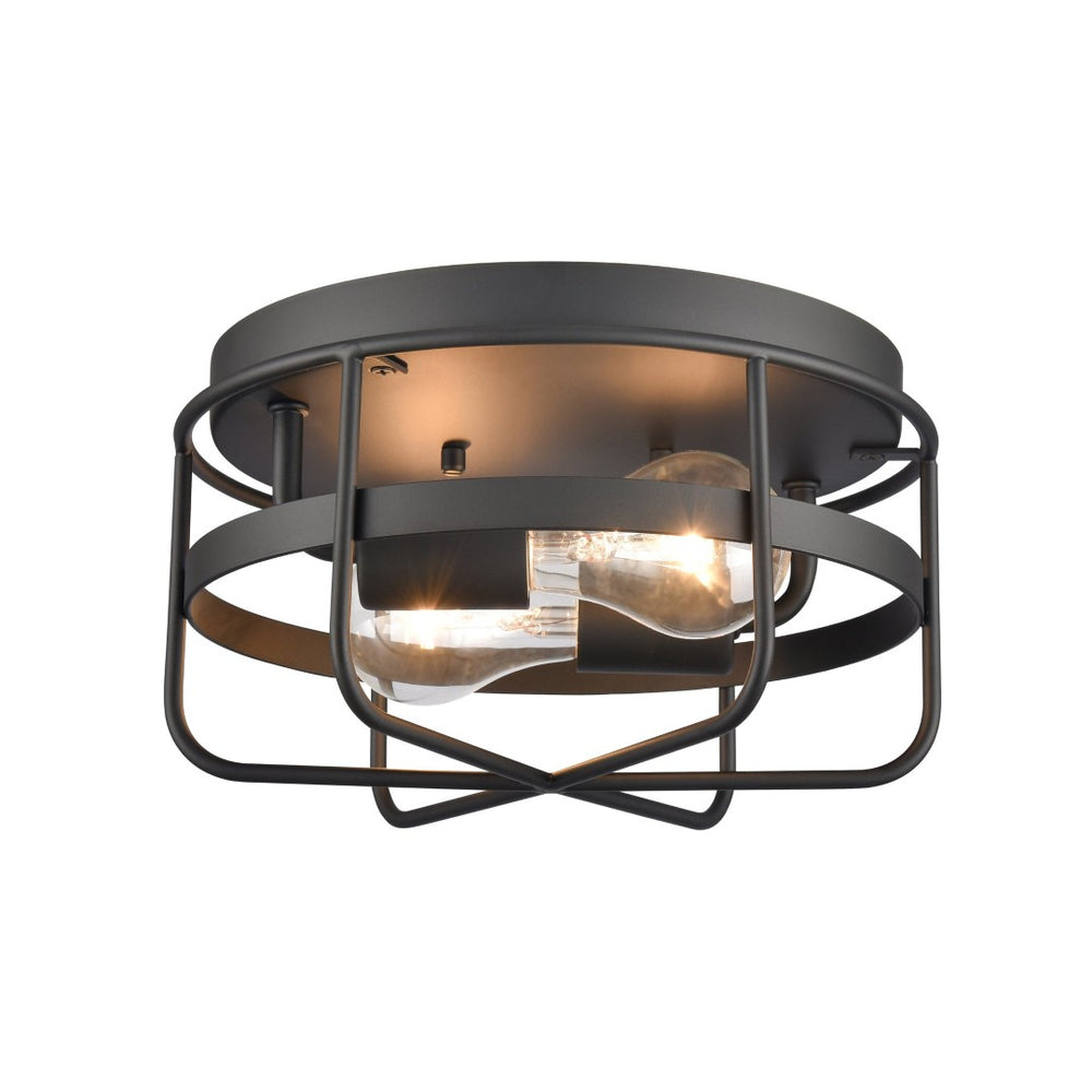 Atlas Gael 10'' Wide 2-Light Flush Mount - Industrial Matte Black Style for Modern Spaces & Easy Install CL11454-BK