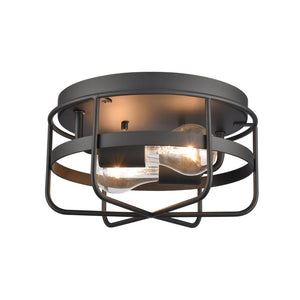 Atlas Gael 10'' Wide 2-Light Flush Mount - Industrial Matte Black Style for Modern Spaces & Easy Install CL11454-BK