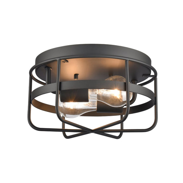 Atlas Gael 10'' Wide 2-Light Flush Mount - Industrial Matte Black Style for Modern Spaces & Easy Install CL11454-BK