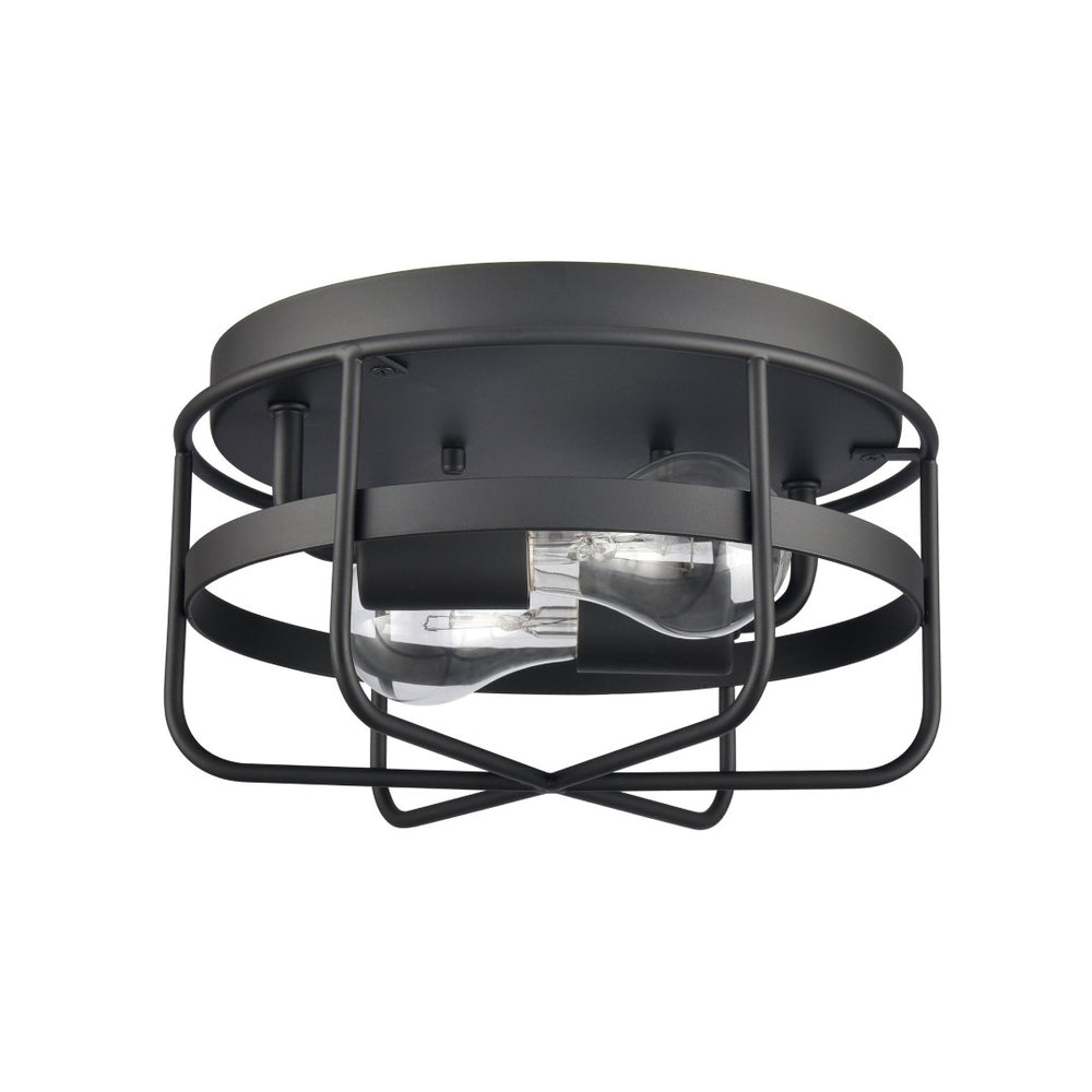 Atlas Gael 10'' Wide 2-Light Flush Mount - Industrial Matte Black Style for Modern Spaces & Easy Install CL11454-BK
