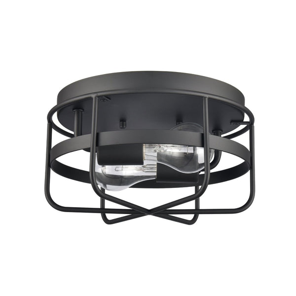 Atlas Gael 10'' Wide 2-Light Flush Mount - Industrial Matte Black Style for Modern Spaces & Easy Install CL11454-BK