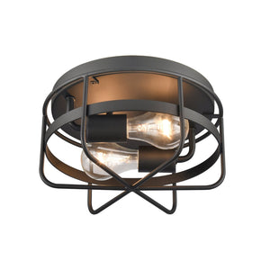 Atlas Gael 10'' Wide 2-Light Flush Mount - Industrial Matte Black Style for Modern Spaces & Easy Install CL11454-BK