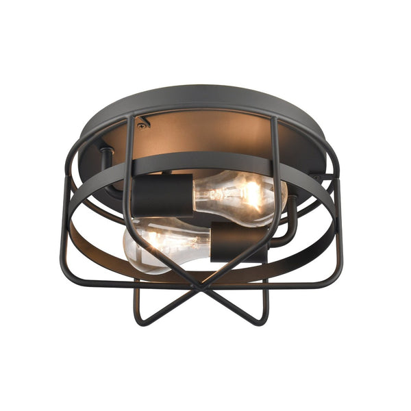 Atlas Gael 10'' Wide 2-Light Flush Mount - Industrial Matte Black Style for Modern Spaces & Easy Install CL11454-BK