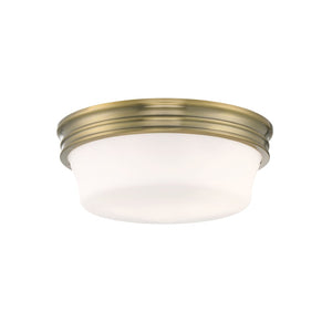 Atlas Galen 14'' Wide 3-Light Flush Mount - Elegant Glass Shade for Timeless Home Illumination Antique Brass CL11455-BS