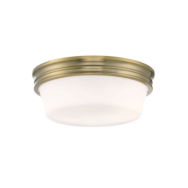 Atlas Galen 14'' Wide 3-Light Flush Mount - Elegant Glass Shade for Timeless Home Illumination Antique Brass CL11455-BS