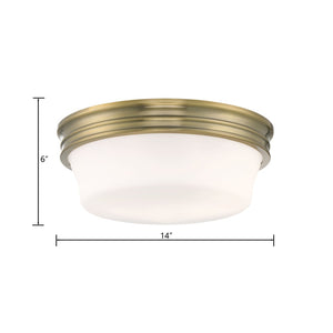 Atlas Galen 14'' Wide 3-Light Flush Mount - Elegant Glass Shade for Timeless Home Illumination Antique Brass CL11455-BS