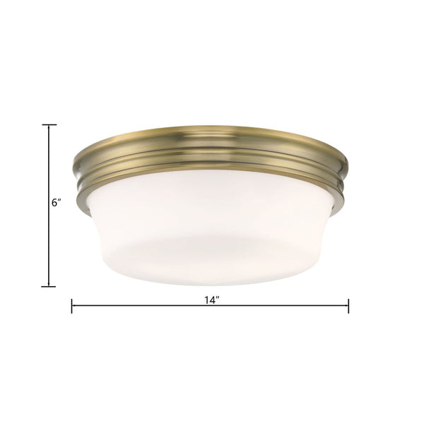 Atlas Galen 14'' Wide 3-Light Flush Mount - Elegant Glass Shade for Timeless Home Illumination Antique Brass CL11455-BS