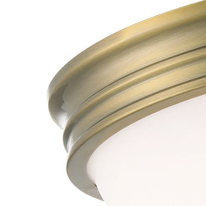 Atlas Galen 14'' Wide 3-Light Flush Mount - Elegant Glass Shade for Timeless Home Illumination Antique Brass CL11455-BS