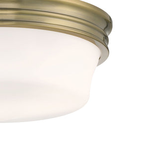 Atlas Galen 14'' Wide 3-Light Flush Mount - Elegant Glass Shade for Timeless Home Illumination Antique Brass CL11455-BS