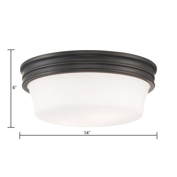 Atlas Galen 14'' Wide 3-Light Flush Mount - Elegant Glass Shade for Timeless Home Illumination Oil Rubbed Bronze CL11455-BZ