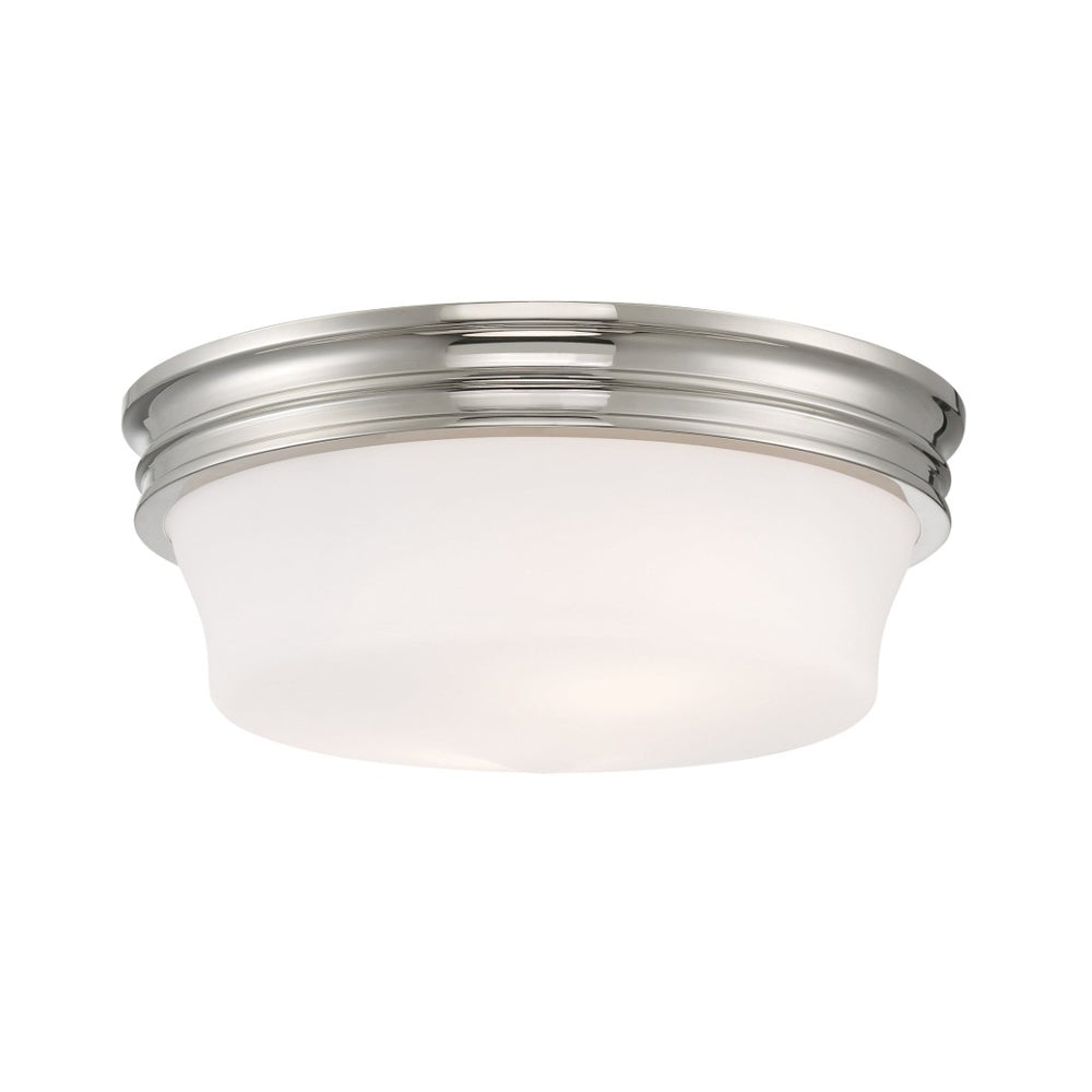 Atlas Galen 14'' Wide 3-Light Flush Mount - Elegant Glass Shade for Timeless Home Illumination Polished Nickel CL11455-NK