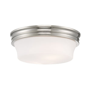 Atlas Galen 14'' Wide 3-Light Flush Mount - Elegant Glass Shade for Timeless Home Illumination Polished Nickel CL11455-NK
