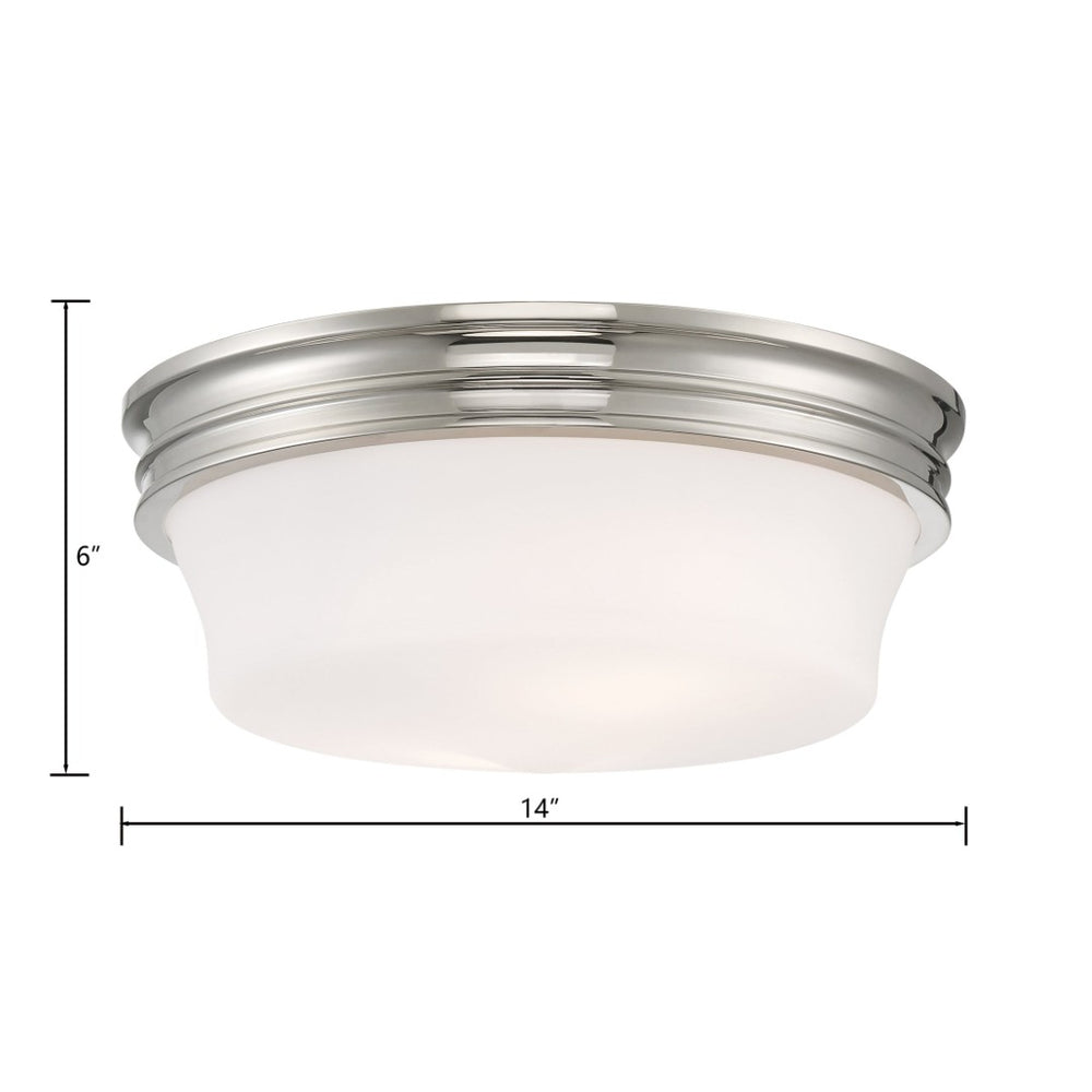 Atlas Galen 14'' Wide 3-Light Flush Mount - Elegant Glass Shade for Timeless Home Illumination Polished Nickel CL11455-NK