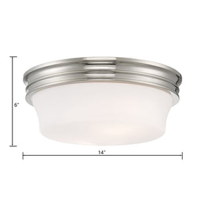 Atlas Galen 14'' Wide 3-Light Flush Mount - Elegant Glass Shade for Timeless Home Illumination Polished Nickel CL11455-NK