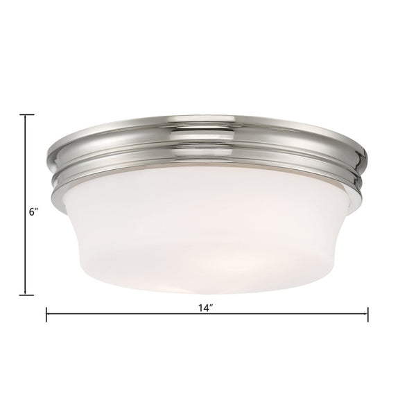 Atlas Galen 14'' Wide 3-Light Flush Mount - Elegant Glass Shade for Timeless Home Illumination Polished Nickel CL11455-NK