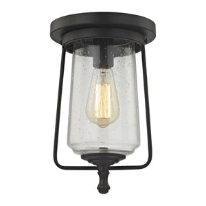Atlas Hamel 8" Wide Mission-Style Flush Mount Light - Antique Oil Rubbed Bronze, Seeded Glass Shade CL11457-BZ