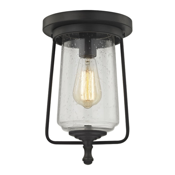 Atlas Hamel 8" Wide Mission-Style Flush Mount Light - Antique Oil Rubbed Bronze, Seeded Glass Shade CL11457-BZ