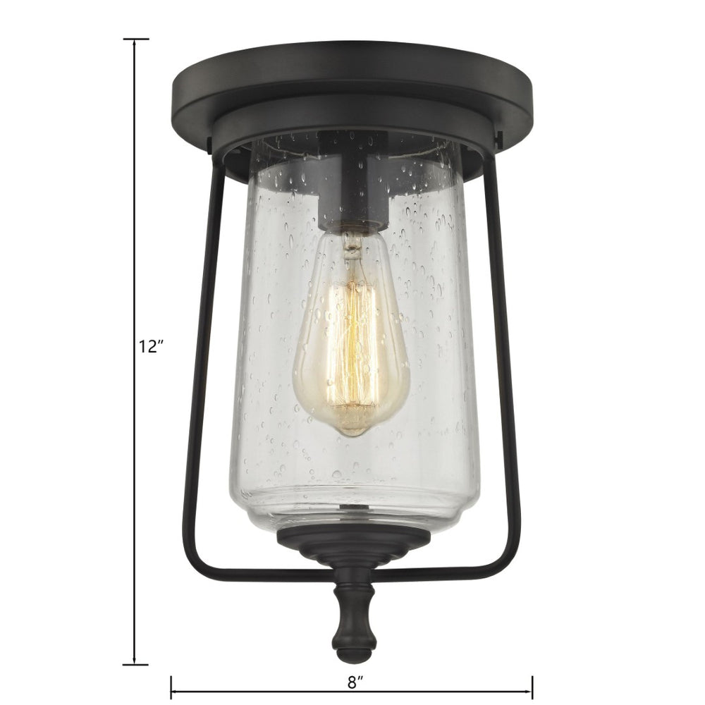 Atlas Hamel 8" Wide Mission-Style Flush Mount Light - Antique Oil Rubbed Bronze, Seeded Glass Shade CL11457-BZ