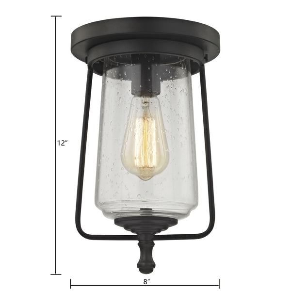 Atlas Hamel 8" Wide Mission-Style Flush Mount Light - Antique Oil Rubbed Bronze, Seeded Glass Shade CL11457-BZ