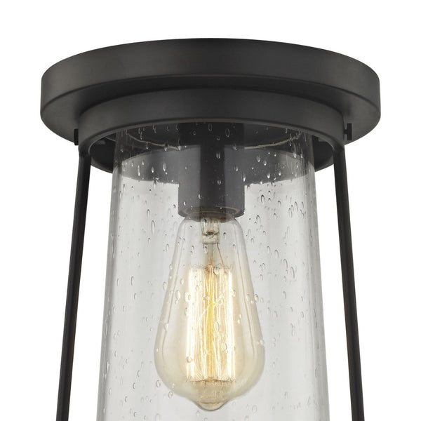 Atlas Hamel 8" Wide Mission-Style Flush Mount Light - Antique Oil Rubbed Bronze, Seeded Glass Shade CL11457-BZ