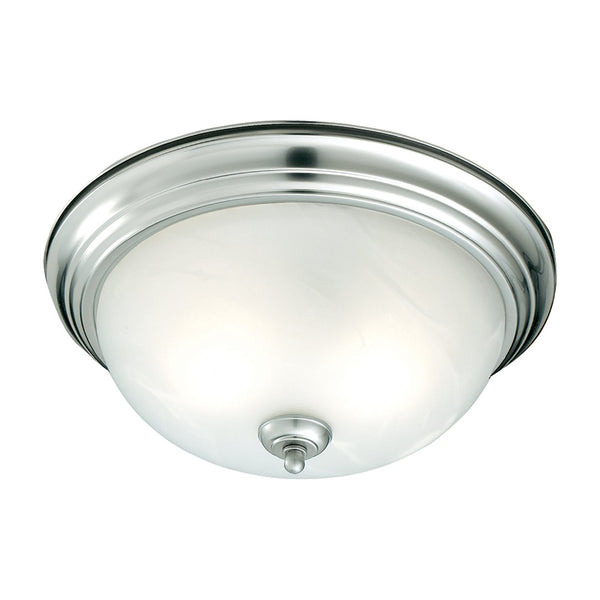 Atlas Harmony 1-Light Flush Mount Ceiling Fixture - Timeless Design with Frosted Glass Shade for Elegance Brushed Nickel 12'' CL11458-SV