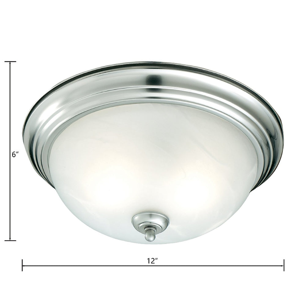 Atlas Harmony 1-Light Flush Mount Ceiling Fixture - Timeless Design with Frosted Glass Shade for Elegance Brushed Nickel 12'' CL11458-SV