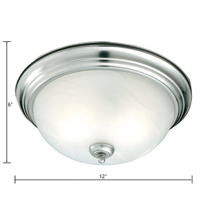 Atlas Harmony 1-Light Flush Mount Ceiling Fixture - Timeless Design with Frosted Glass Shade for Elegance Brushed Nickel 12'' CL11458-SV