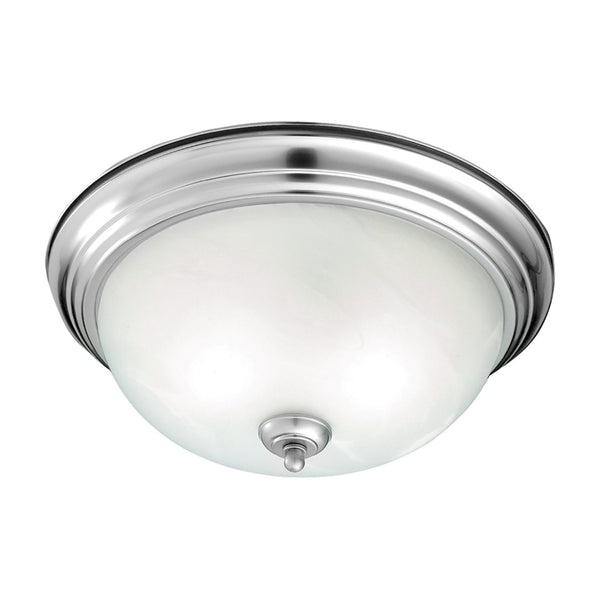 Atlas Harmony 1-Light Flush Mount Ceiling Fixture - Timeless Design with Frosted Glass Shade for Elegance Brushed Nickel 14'' CL11460-SV