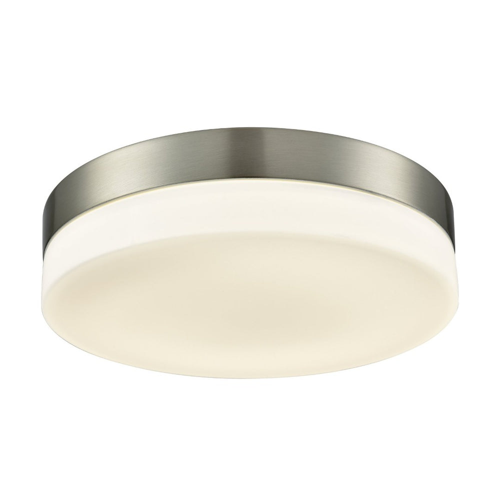 Atlas Holmby 11" Wide Flush Mount Light – Sleek Satin Nickel & Opal Glass for Modern Indoor Spaces CL11465-NK