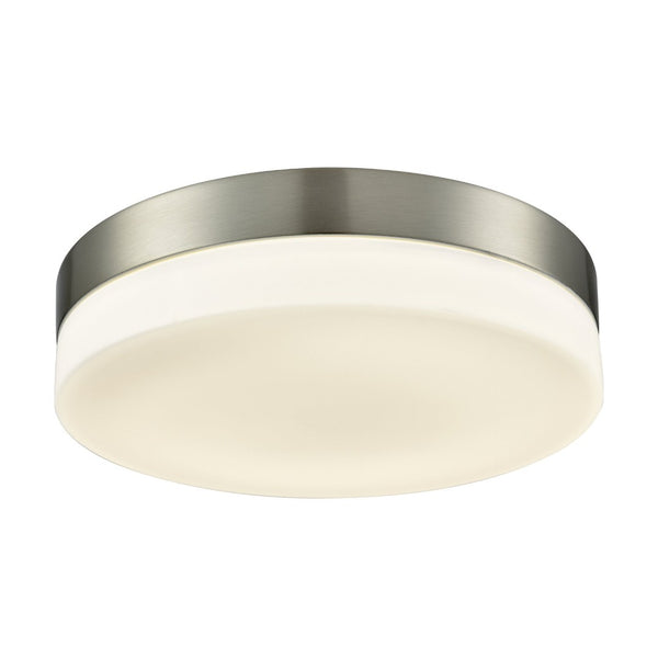 Atlas Holmby 11" Wide Flush Mount Light – Sleek Satin Nickel & Opal Glass for Modern Indoor Spaces CL11465-NK