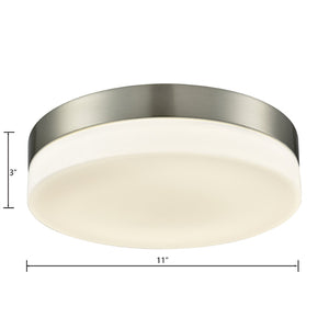 Atlas Holmby 11" Wide Flush Mount Light – Sleek Satin Nickel & Opal Glass for Modern Indoor Spaces CL11465-NK