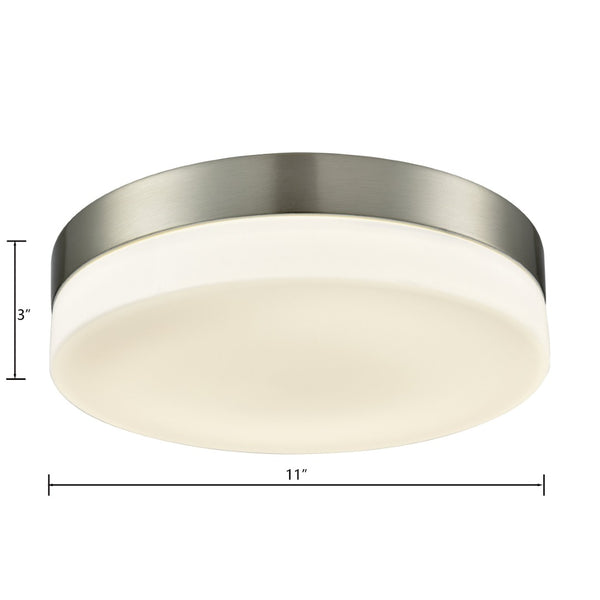 Atlas Holmby 11" Wide Flush Mount Light – Sleek Satin Nickel & Opal Glass for Modern Indoor Spaces CL11465-NK
