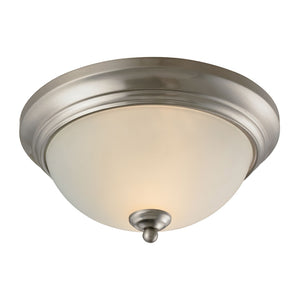 Atlas Huntington 2-Light Flush Mount Ceiling Fixture with Glass Dome Shade for Timeless Home Elegance Brushed Nickel 11'' CL11466-NK