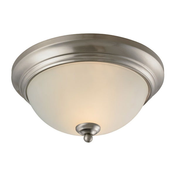 Atlas Huntington 2-Light Flush Mount Ceiling Fixture with Glass Dome Shade for Timeless Home Elegance Brushed Nickel 11'' CL11466-NK