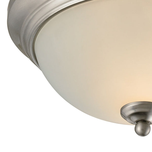 Atlas Huntington 2-Light Flush Mount Ceiling Fixture with Glass Dome Shade for Timeless Home Elegance Brushed Nickel 11'' CL11466-NK