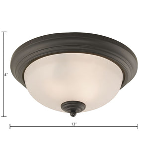 Atlas Huntington 2-Light Flush Mount Ceiling Fixture with Glass Dome Shade for Timeless Home Elegance Oil Rubbed Bronze 13'' CL11467-BZ