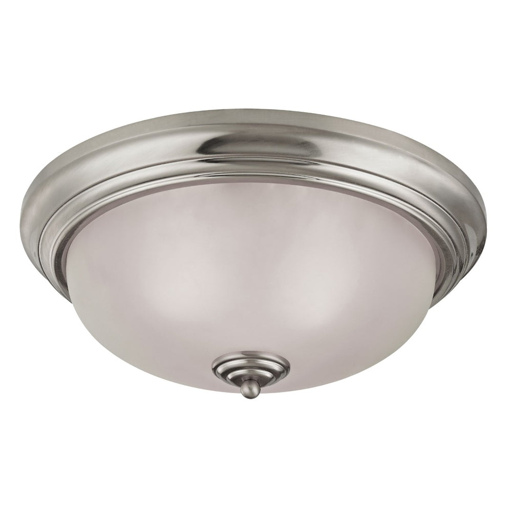 Atlas Huntington 2-Light Flush Mount Ceiling Fixture with Glass Dome Shade for Timeless Home Elegance Brushed Nickel 15'' CL11468-NK