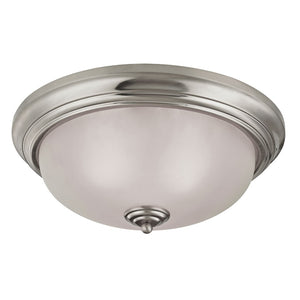 Atlas Huntington 2-Light Flush Mount Ceiling Fixture with Glass Dome Shade for Timeless Home Elegance Brushed Nickel 15'' CL11468-NK
