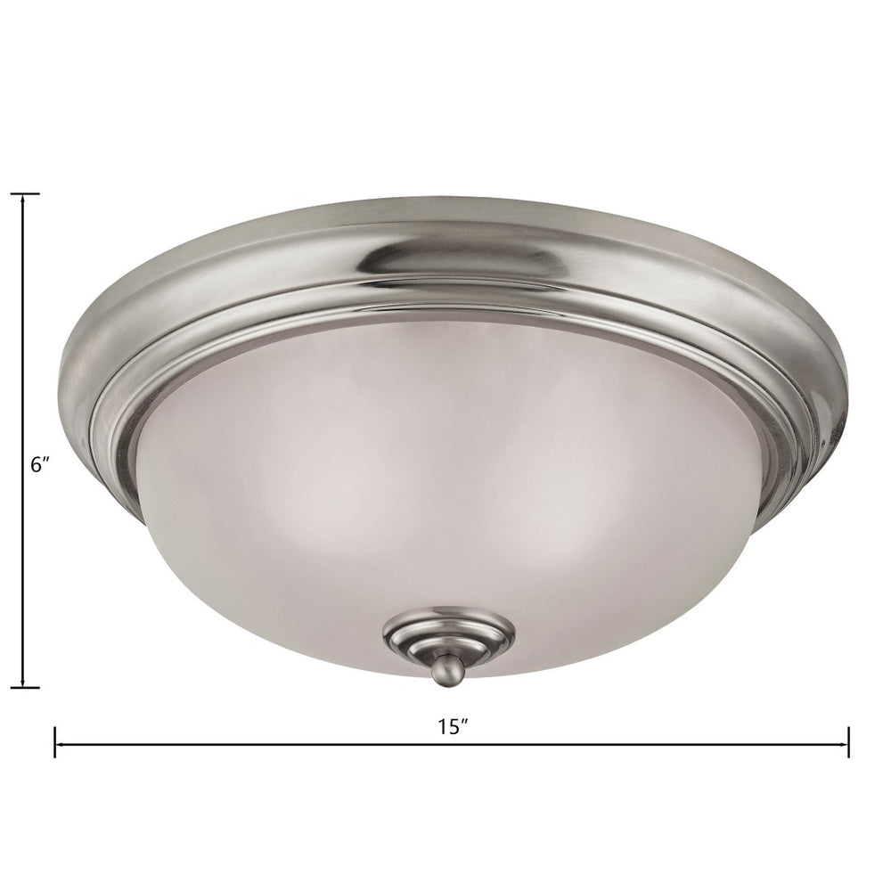 Atlas Huntington 2-Light Flush Mount Ceiling Fixture with Glass Dome Shade for Timeless Home Elegance Brushed Nickel 15'' CL11468-NK