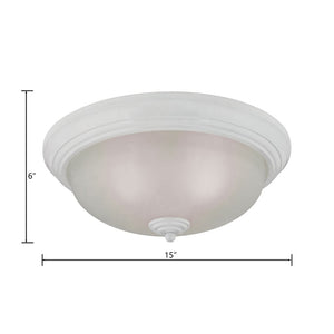 Atlas Huntington 3-Light Flush Mount Fixture - Classic Design with Elegant Glass Shades for Warm Illumination White CL11470-WH