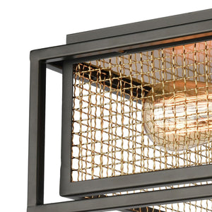 Atlas Jarvis 12'' Wide 2-Light Flush Mount - Industrial Matte Black with Brass Accents for Modern Spaces CL11471-BK