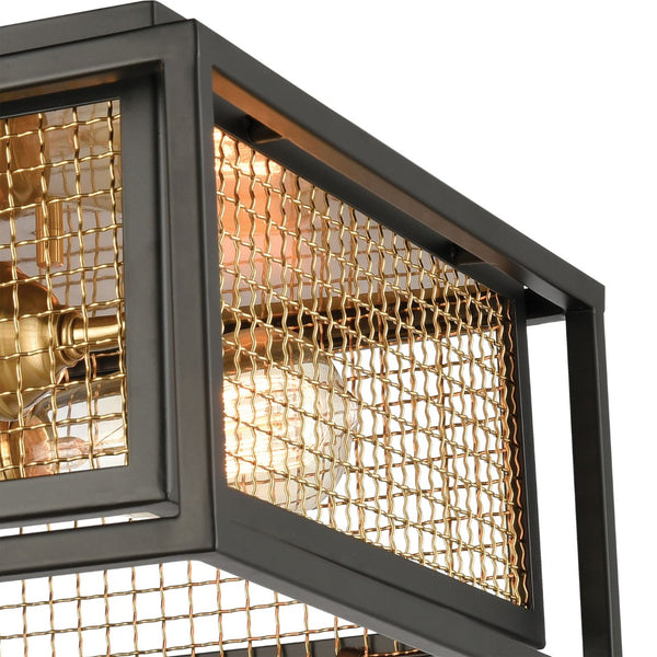 Atlas Jarvis 12'' Wide 2-Light Flush Mount - Industrial Matte Black with Brass Accents for Modern Spaces CL11471-BK