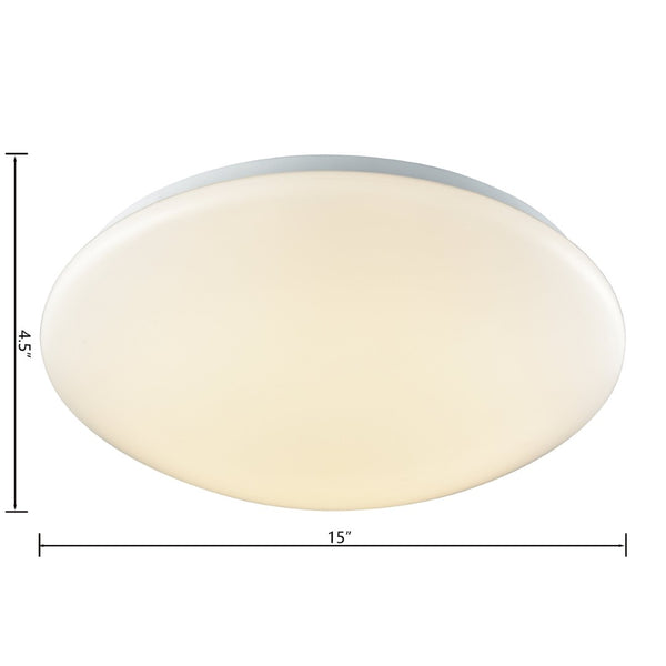 Atlas Kalona Contemporary Flush Mount Light Fixture for Low Ceilings - Perfect for Hallways & Closets White 15'' CL11474-WH
